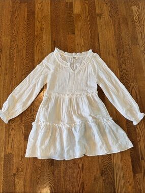 Ever After Girls' White Long-Sleeve Tiered Dress Size 6